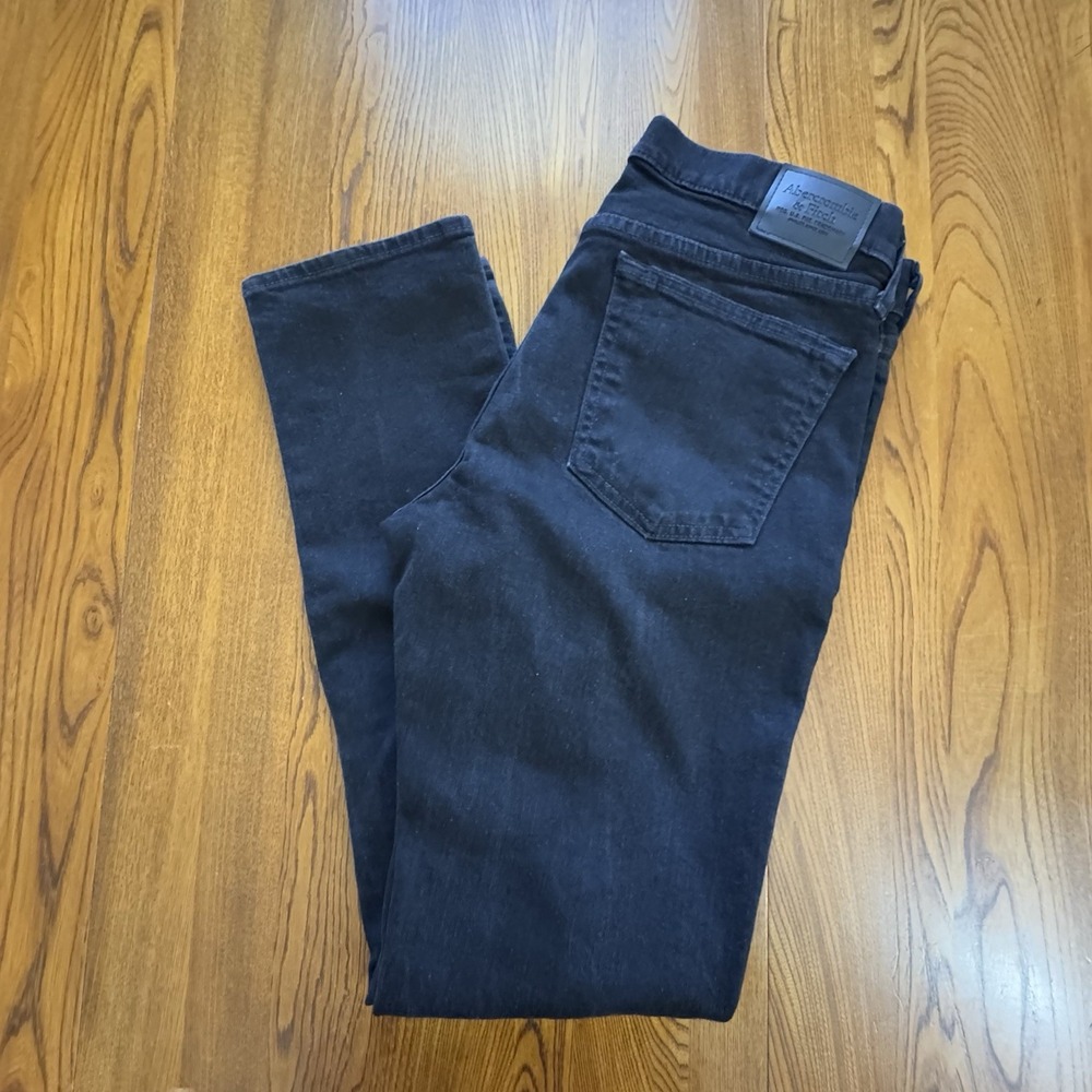 Abercrombie & Fitch Black Skinny Stretch Straight Leg Denim Jeans Men's 34x33